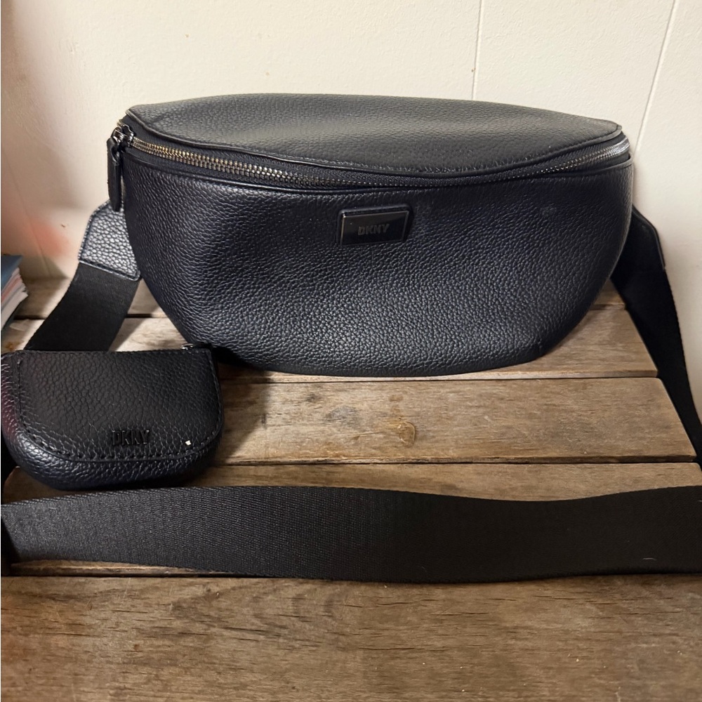DKNY Black Textured Belt Bag